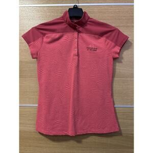 Under Armour Heat Gear Polo Shirt Womens Sz M 1/4 Snap Pink Short Sleeve W/logo